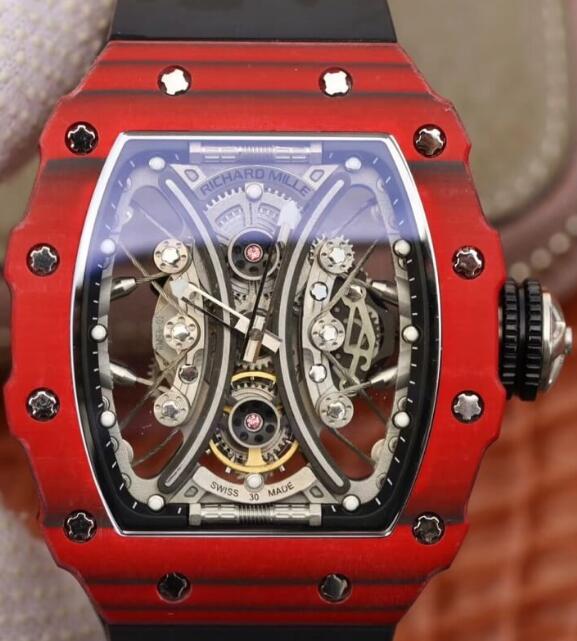 Replica Richard Mille RM 53-01 Tourbillon Pablo Mac Donough Red Carbon Black Rubber